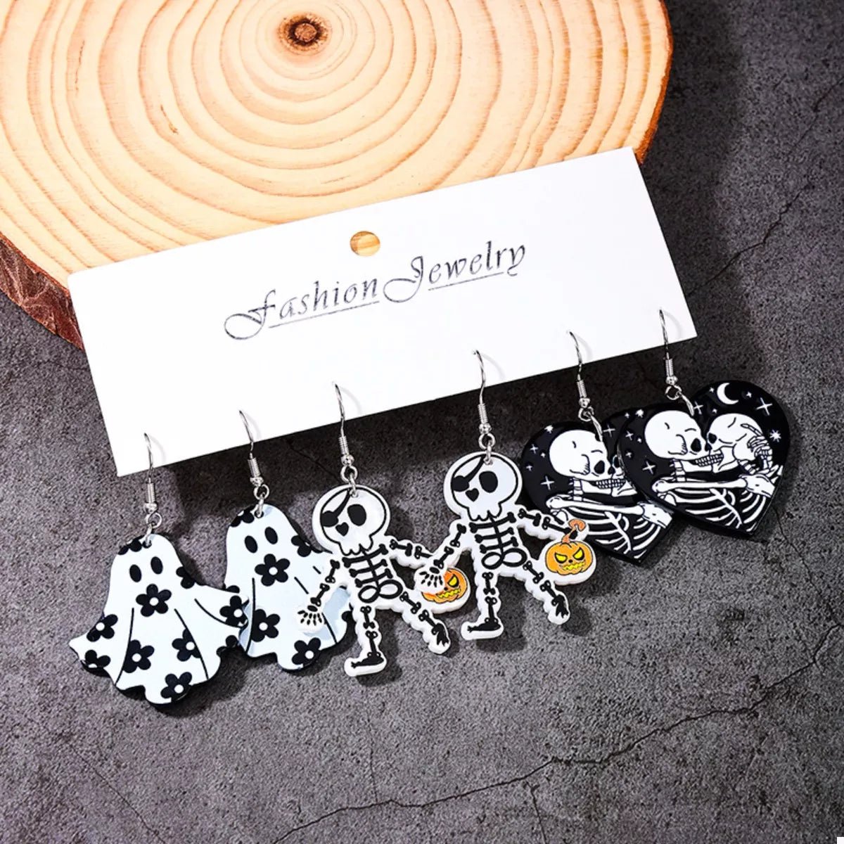 3 Pair Halloween Themed Acrylic Dangle Earrings - Artículos HE