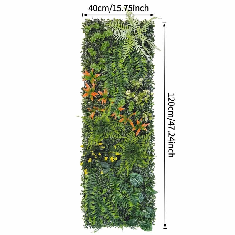 40×120cm Artificial Green Wall Panel – Faux Plant Grass Mat for Door, Background Wall, Party & Home Decor - Artículos HE