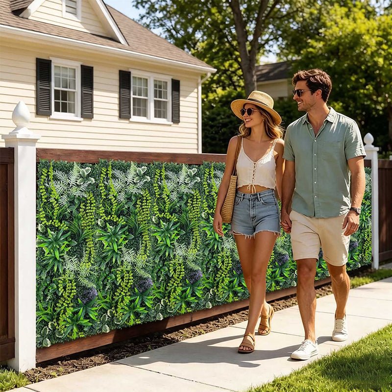 40×120cm Artificial Green Wall Panel – Faux Plant Grass Mat for Door, Background Wall, Party & Home Decor - Artículos HE