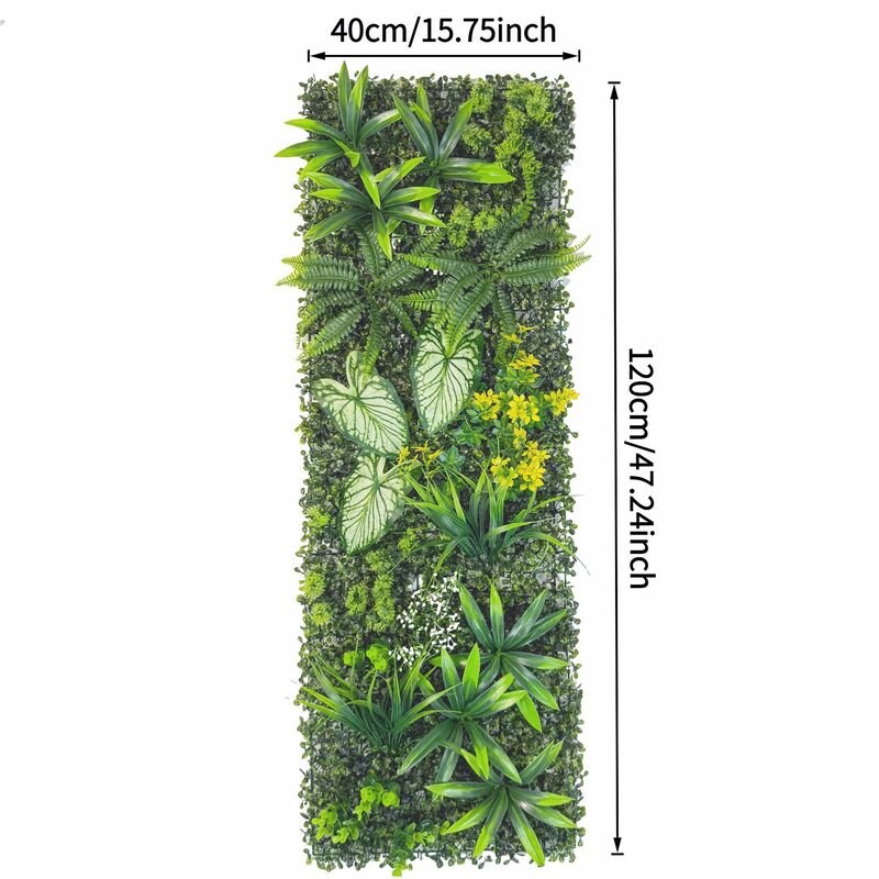 40×120cm Artificial Green Wall Panel – Faux Plant Grass Mat for Door, Background Wall, Party & Home Decor - Artículos HE