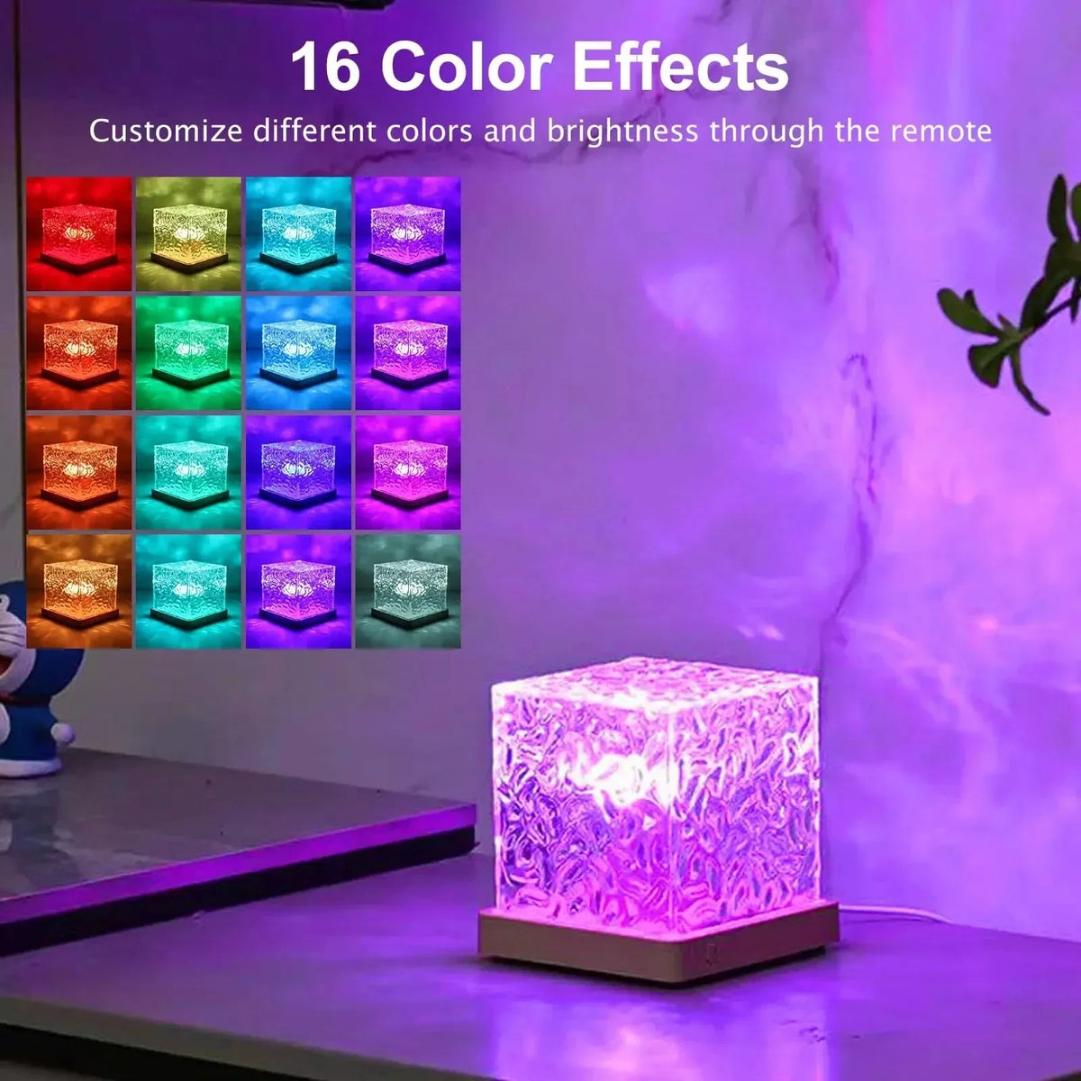 16-Color Aurora Night Light Projection Lamp – Water Ripple & Flame Crystal Effect