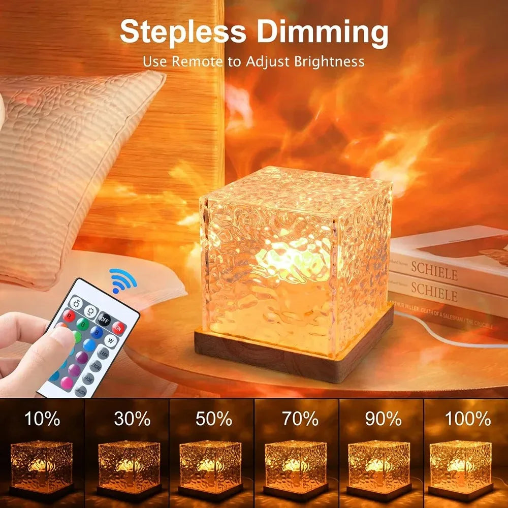 16-Color Aurora Night Light Projection Lamp – Water Ripple & Flame Crystal Effect