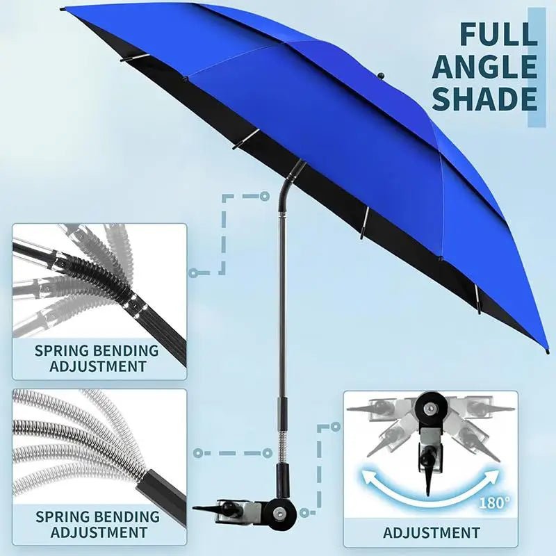 Adjustable Beach Chair Umbrella Outdoor Lightweight Clamp-on Umbrella Multi-functional Stroller Umbrella Wheelchair Stroller - Artículos HE