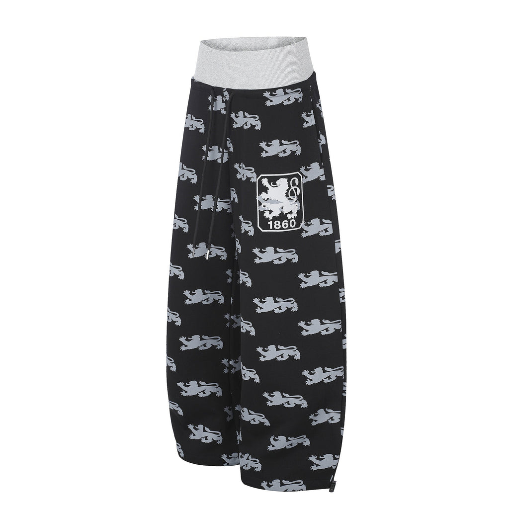 All-Over Print Letter Graphic Color-Block Waistband Drapey Wide Leg Sweatpants Unisex - Artículos HE