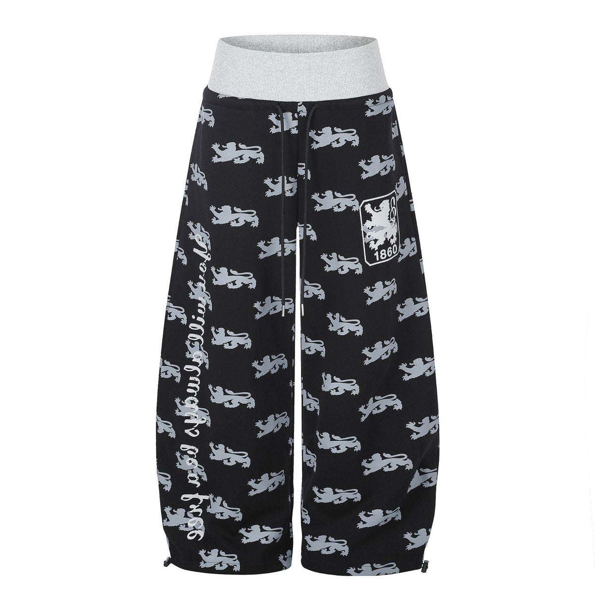 All-Over Print Letter Graphic Color-Block Waistband Drapey Wide Leg Sweatpants Unisex - Artículos HE