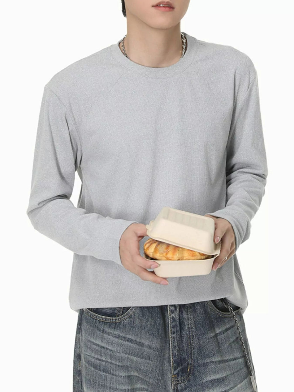 Camiseta de manga larga con cuello redondo para hombre - Artículos HE
