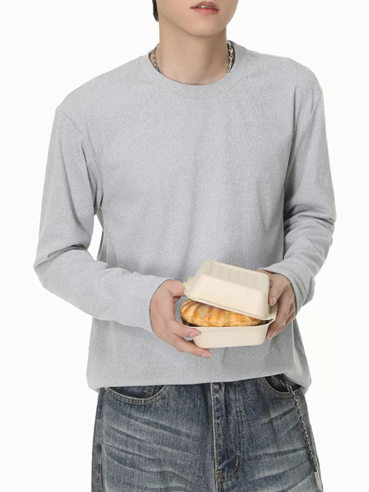 Camiseta de manga larga con cuello redondo para hombre - Artículos HE