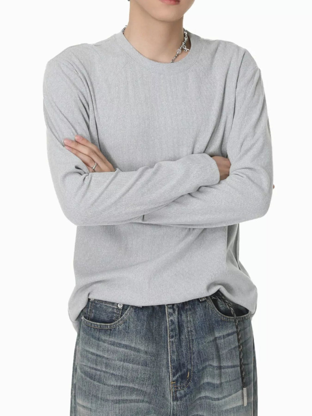 Camiseta de manga larga con cuello redondo para hombre - Artículos HE