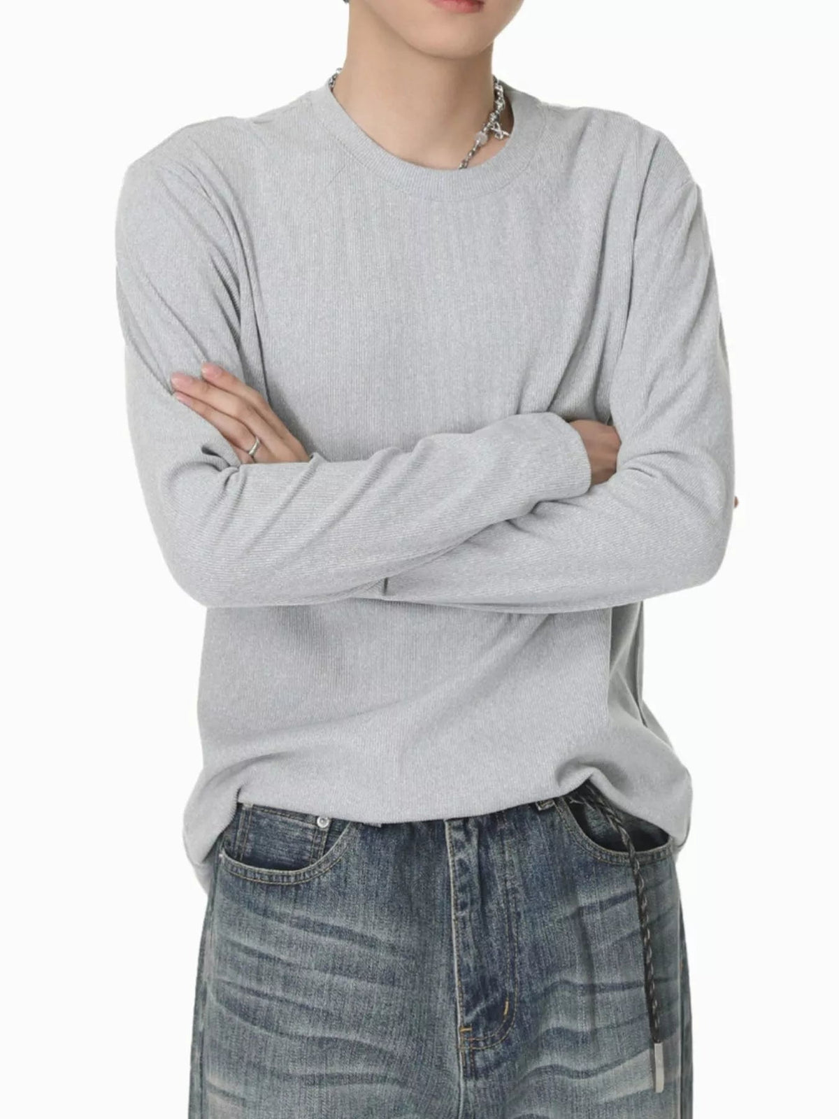 Camiseta de manga larga con cuello redondo para hombre - Artículos HE