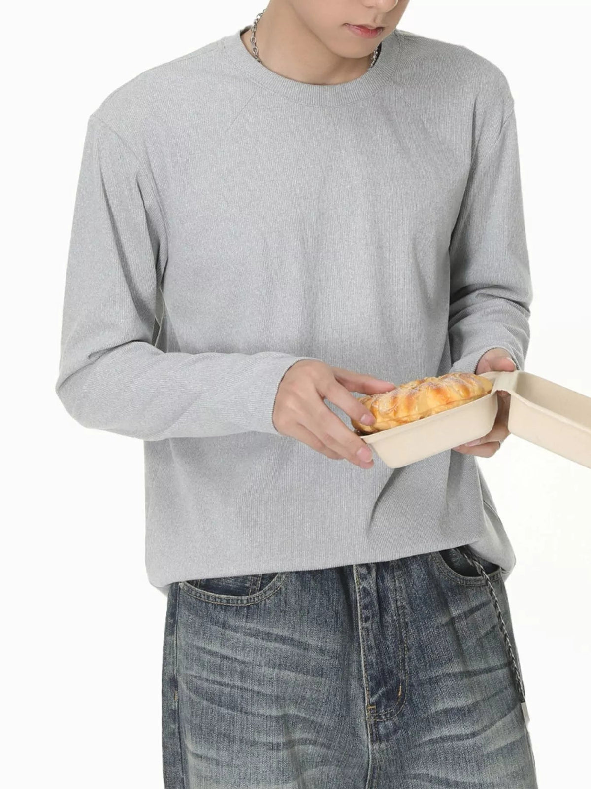 Camiseta de manga larga con cuello redondo para hombre - Artículos HE
