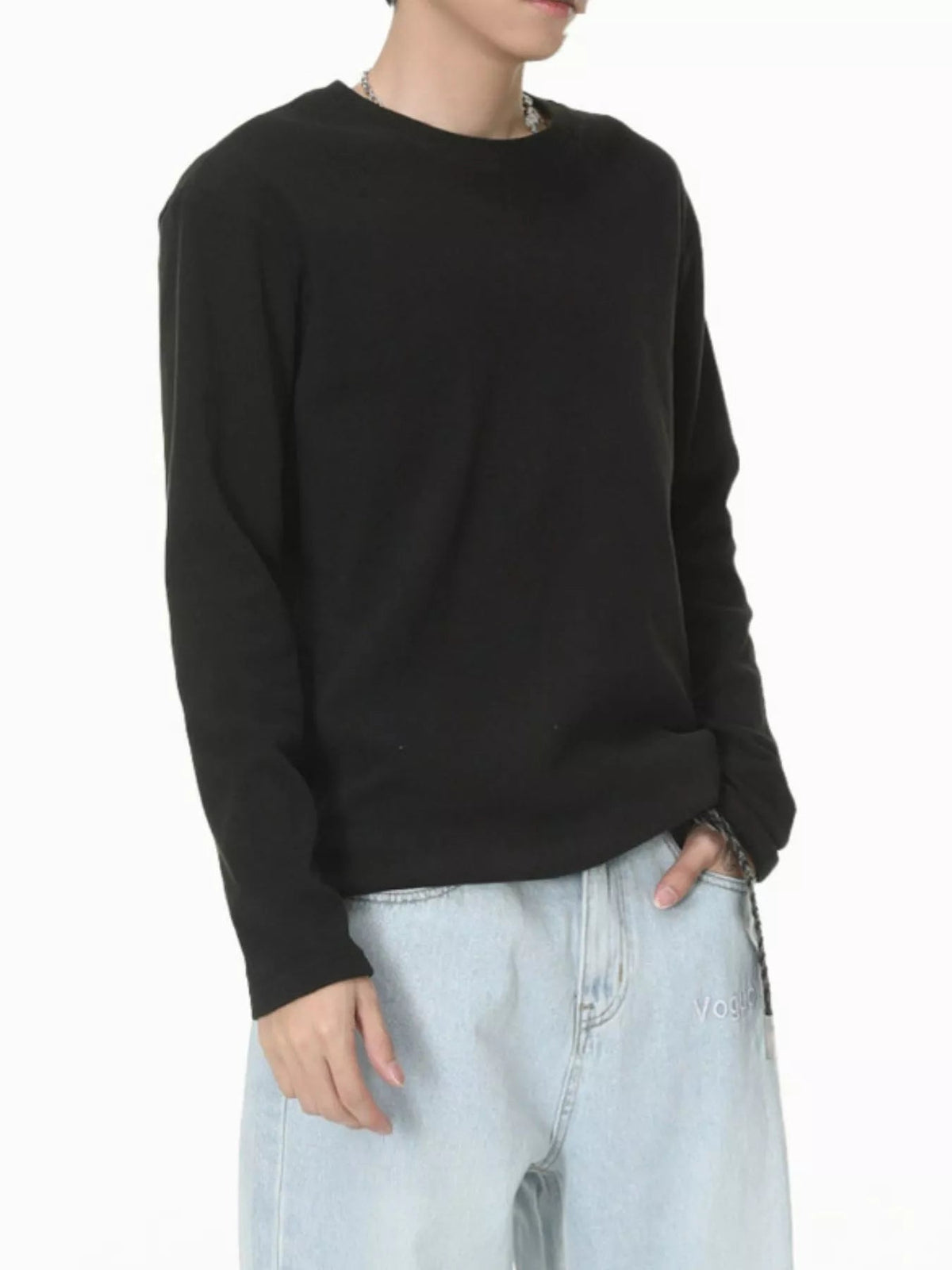 Camiseta de manga larga con cuello redondo para hombre - Artículos HE