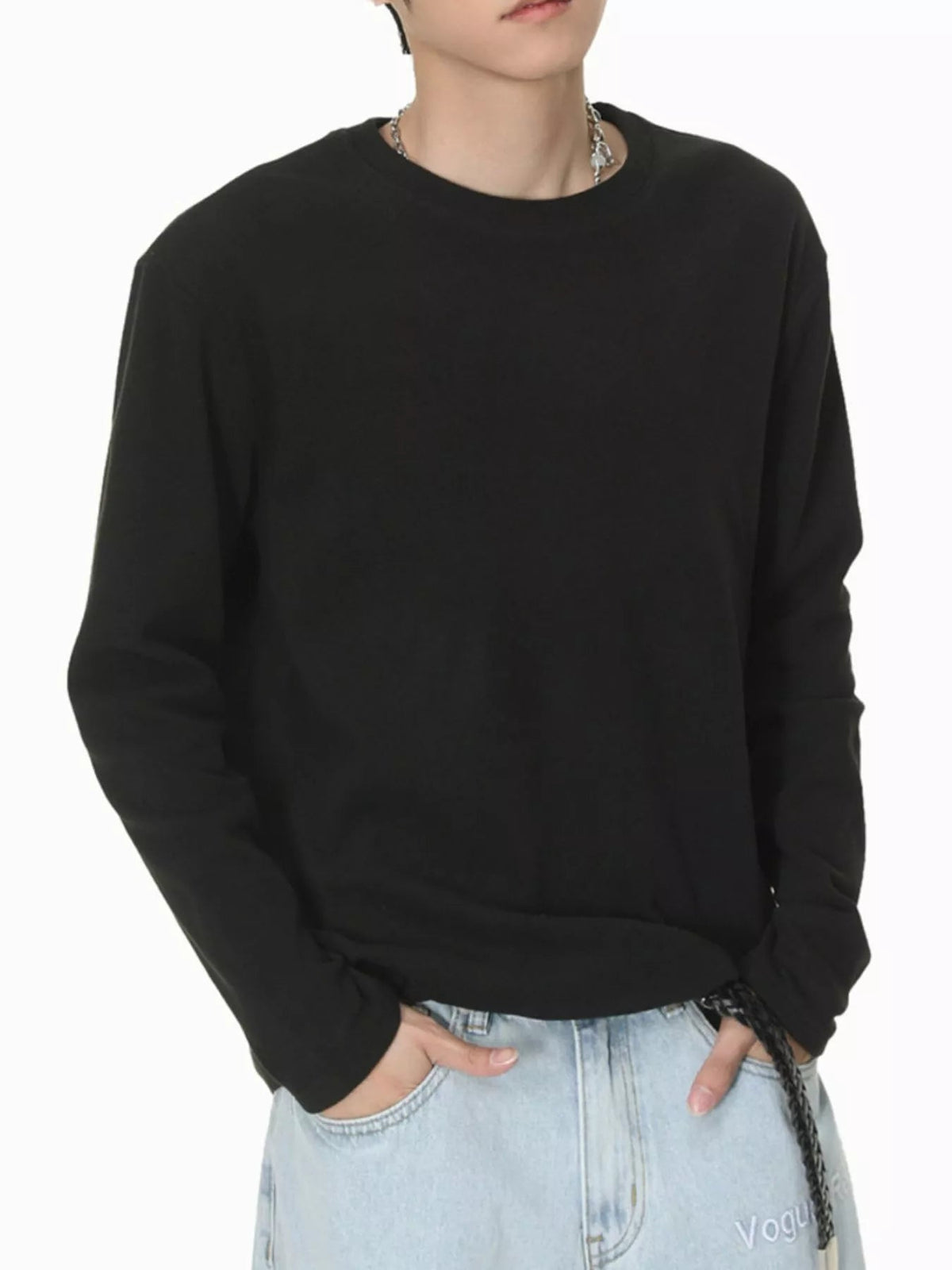 Camiseta de manga larga con cuello redondo para hombre - Artículos HE