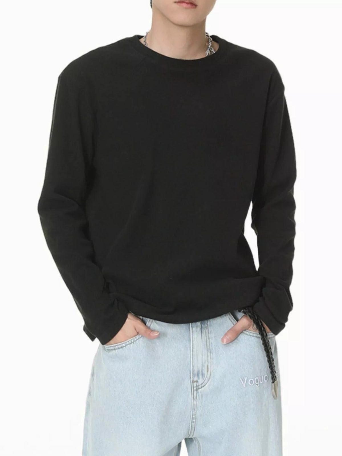 Camiseta de manga larga con cuello redondo para hombre - Artículos HE