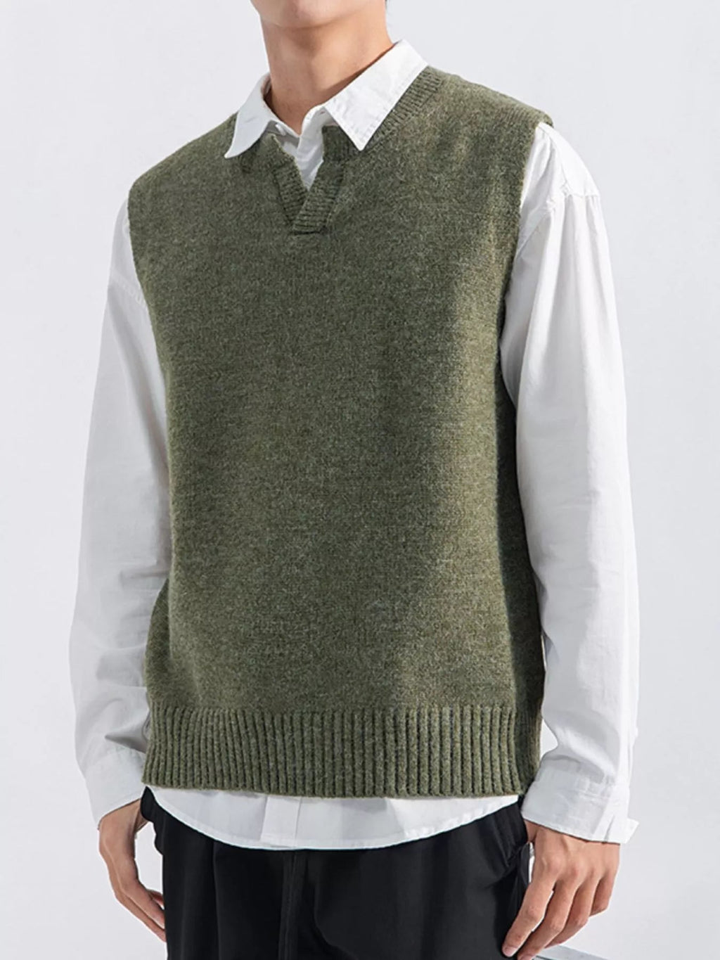 Chaleco jersey con bajo acanalado talla grande para hombre - Artículos HE