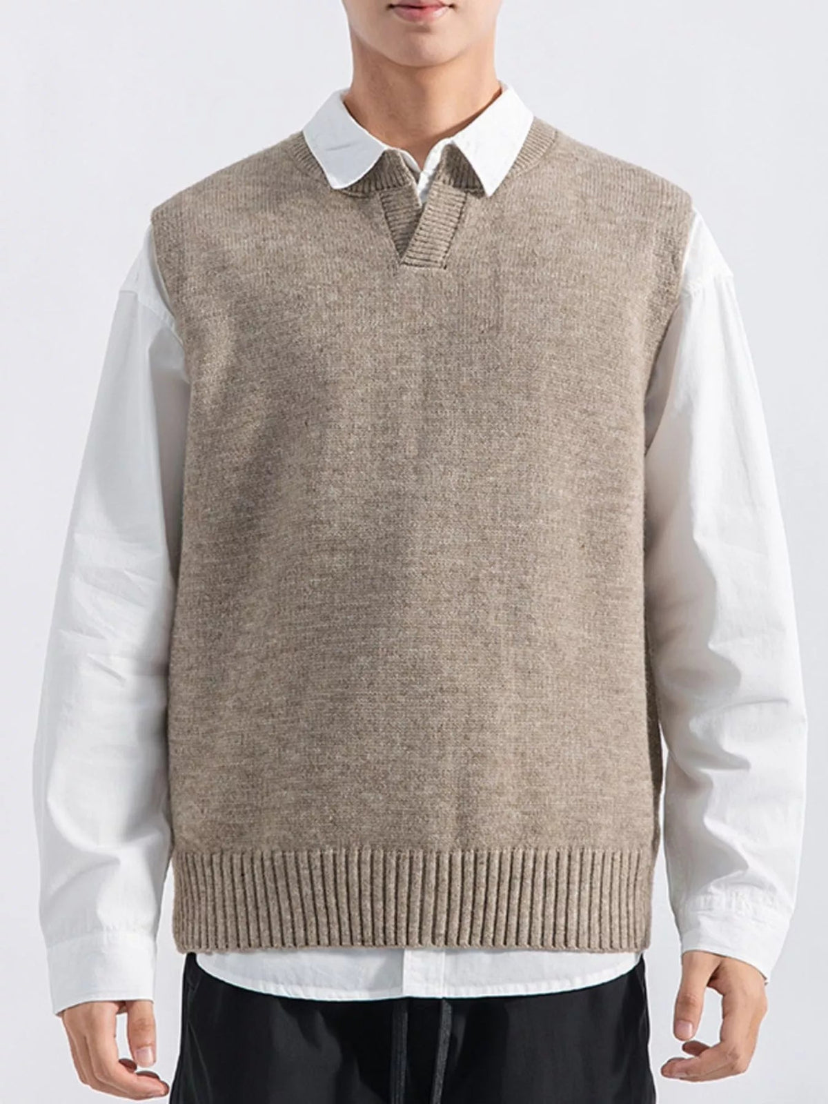 Chaleco jersey con bajo acanalado talla grande para hombre - Artículos HE