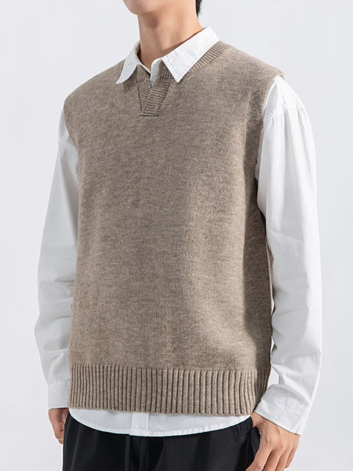 Chaleco jersey con bajo acanalado talla grande para hombre - Artículos HE