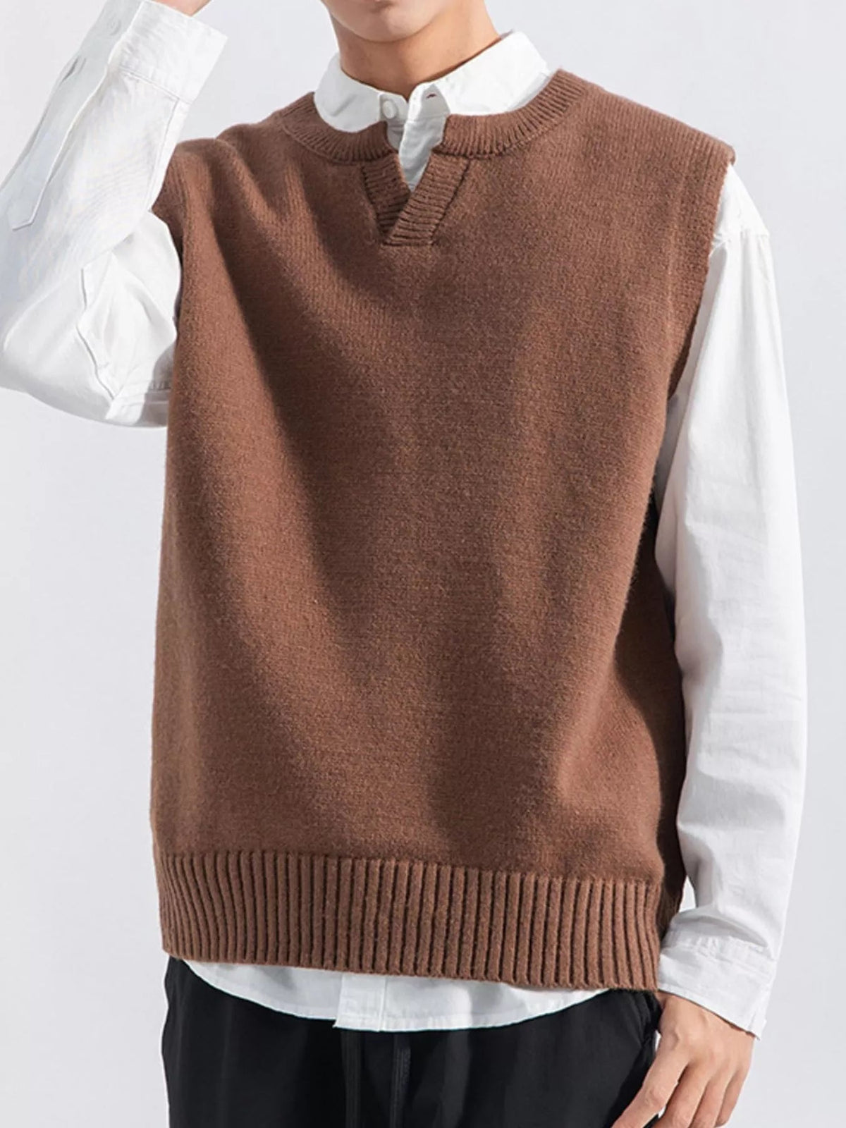 Chaleco jersey con bajo acanalado talla grande para hombre - Artículos HE