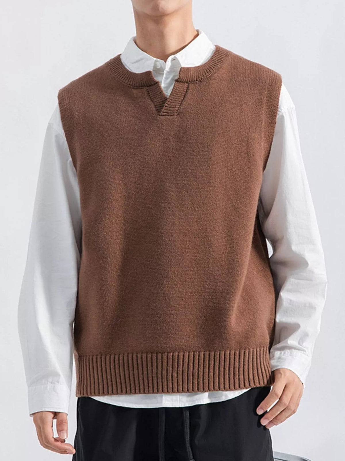 Chaleco jersey con bajo acanalado talla grande para hombre - Artículos HE