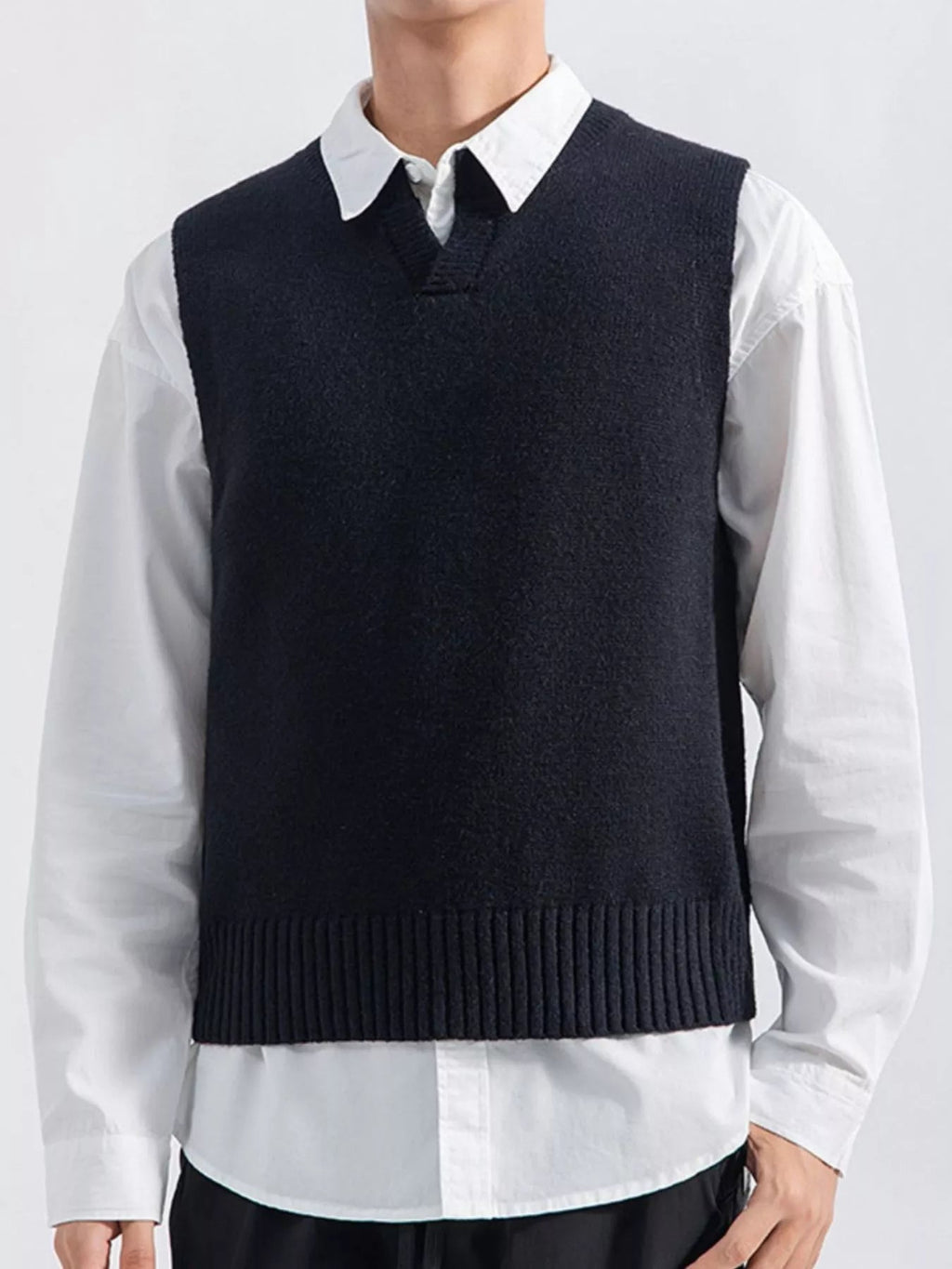 Chaleco jersey con bajo acanalado talla grande para hombre - Artículos HE