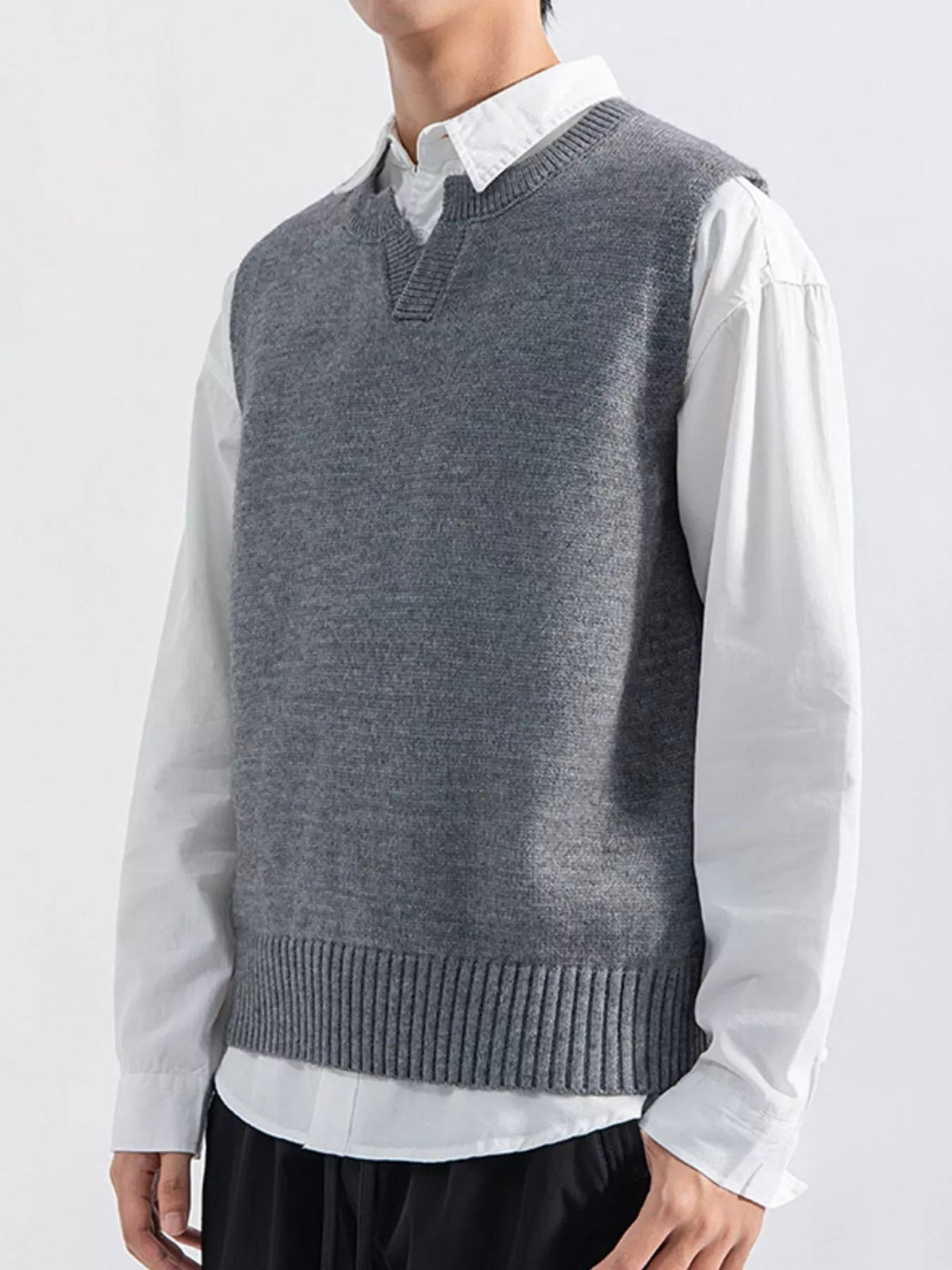 Chaleco jersey con bajo acanalado talla grande para hombre - Artículos HE