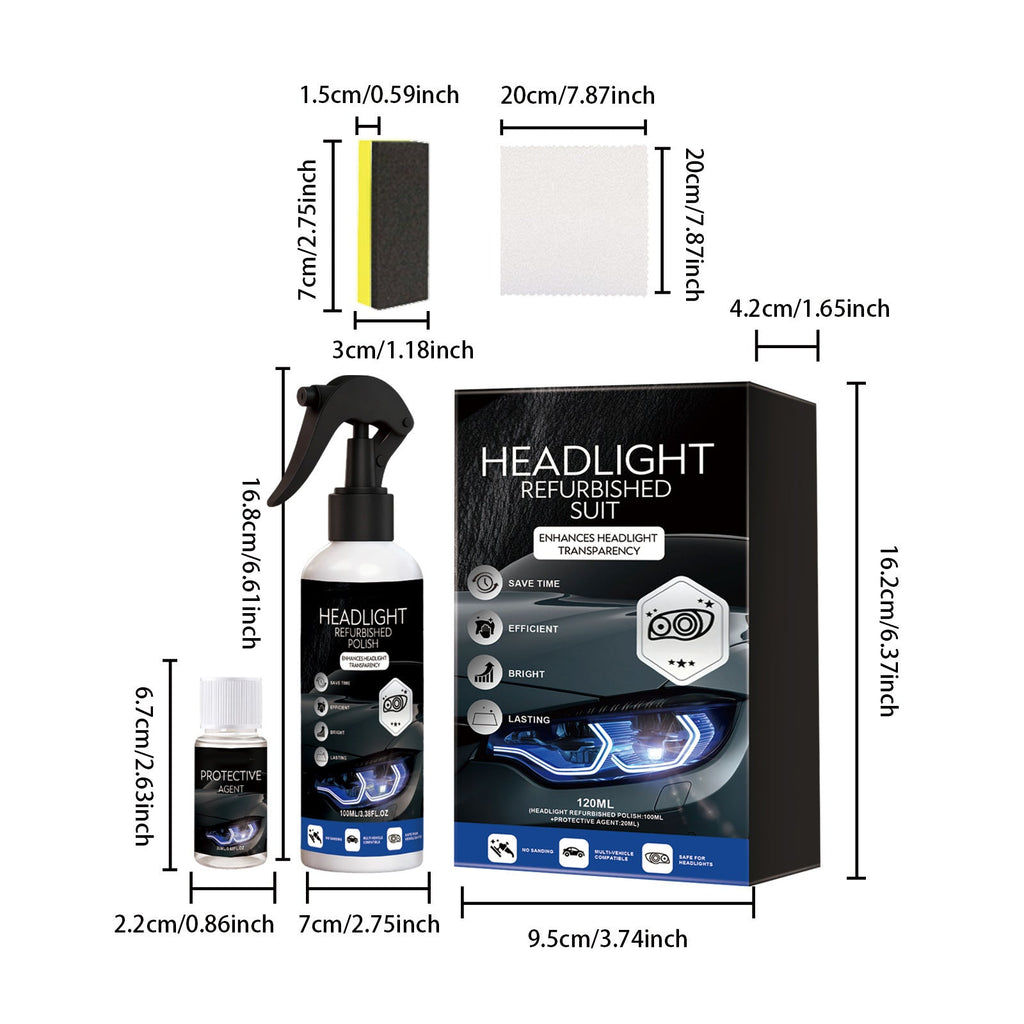Cross-border Car Headlight Restoration Kit Professional Yellowing and Oxidation Removal Cleaning Polish Agent with Long-lasting UV Protection - Artículos HE