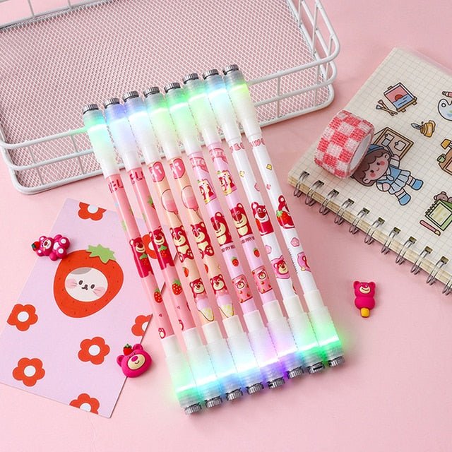 Cute Cartoon Luminous Rotating Gel Pen - Artículos HE