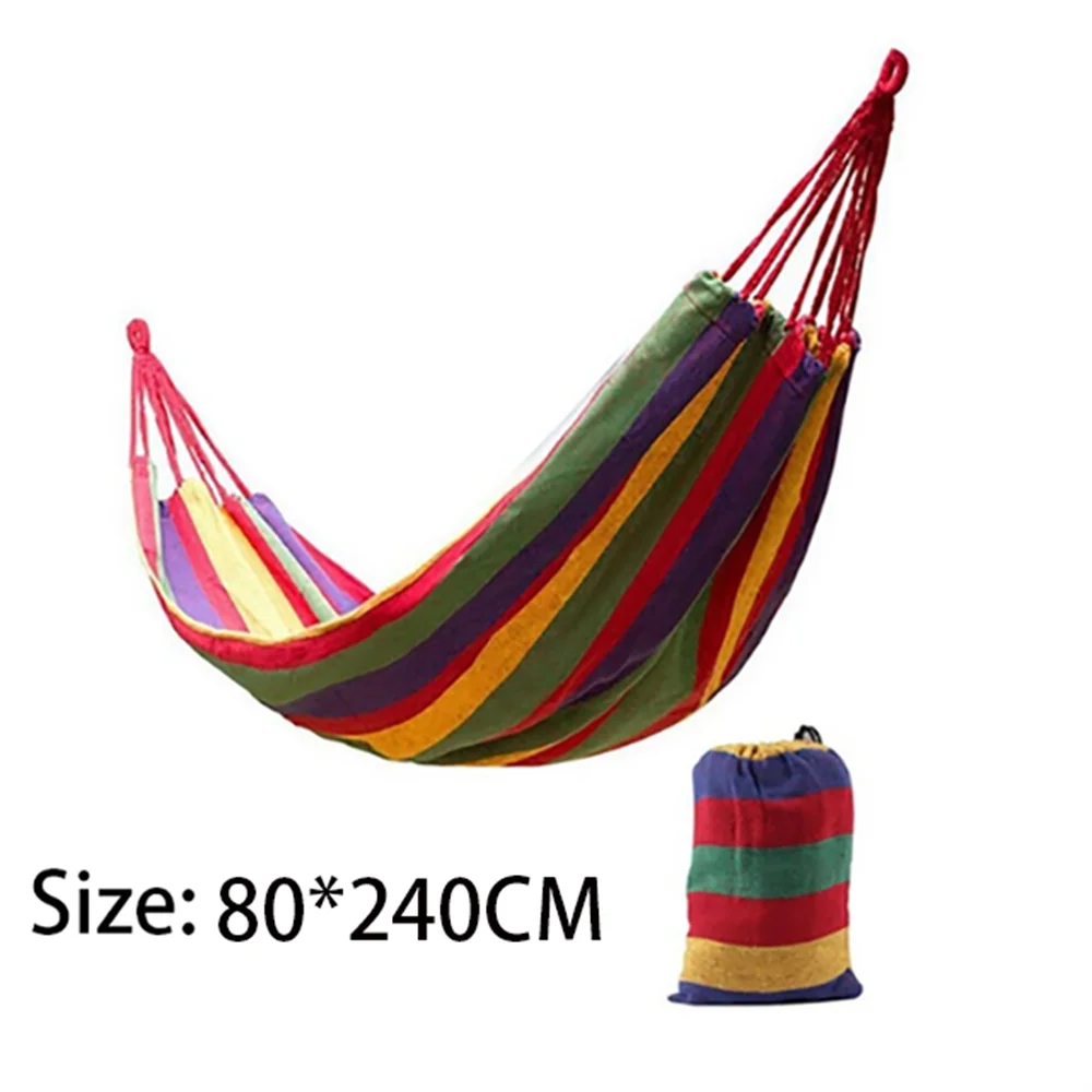 Double Hammock 2 Person Canvas Cotton Hammock with Tree Straps for Patio Garden Backyard Outdoor and Indoor (Red, Blue) - Artículos HE