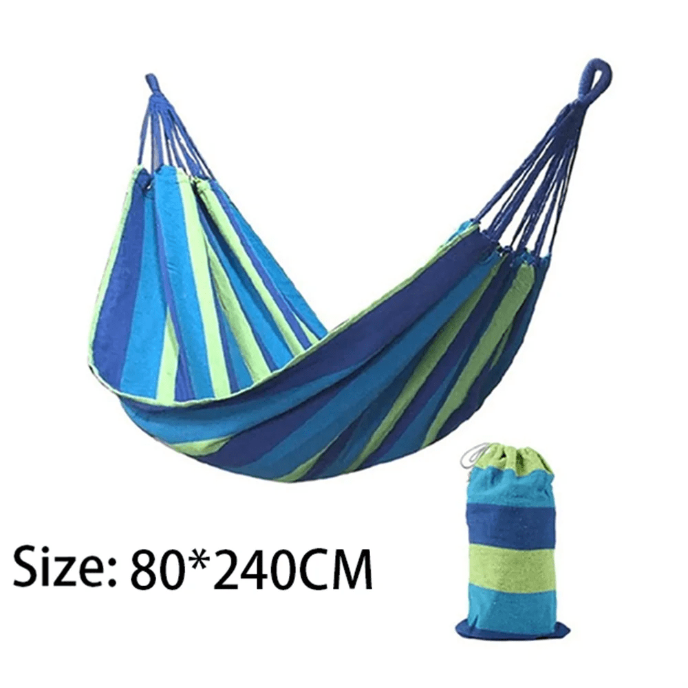 Double Hammock 2 Person Canvas Cotton Hammock with Tree Straps for Patio Garden Backyard Outdoor and Indoor (Red, Blue) - Artículos HE