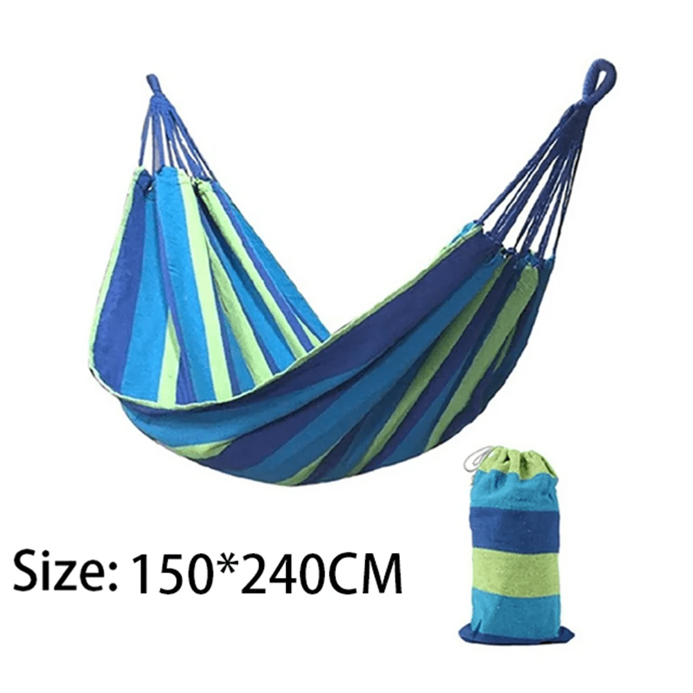 Double Hammock 2 Person Canvas Cotton Hammock with Tree Straps for Patio Garden Backyard Outdoor and Indoor (Red, Blue) - Artículos HE