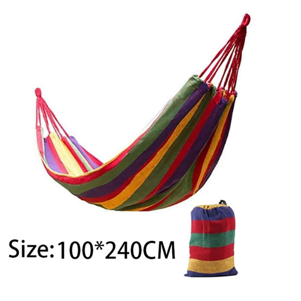 Double Hammock 2 Person Canvas Cotton Hammock with Tree Straps for Patio Garden Backyard Outdoor and Indoor (Red, Blue) - Artículos HE