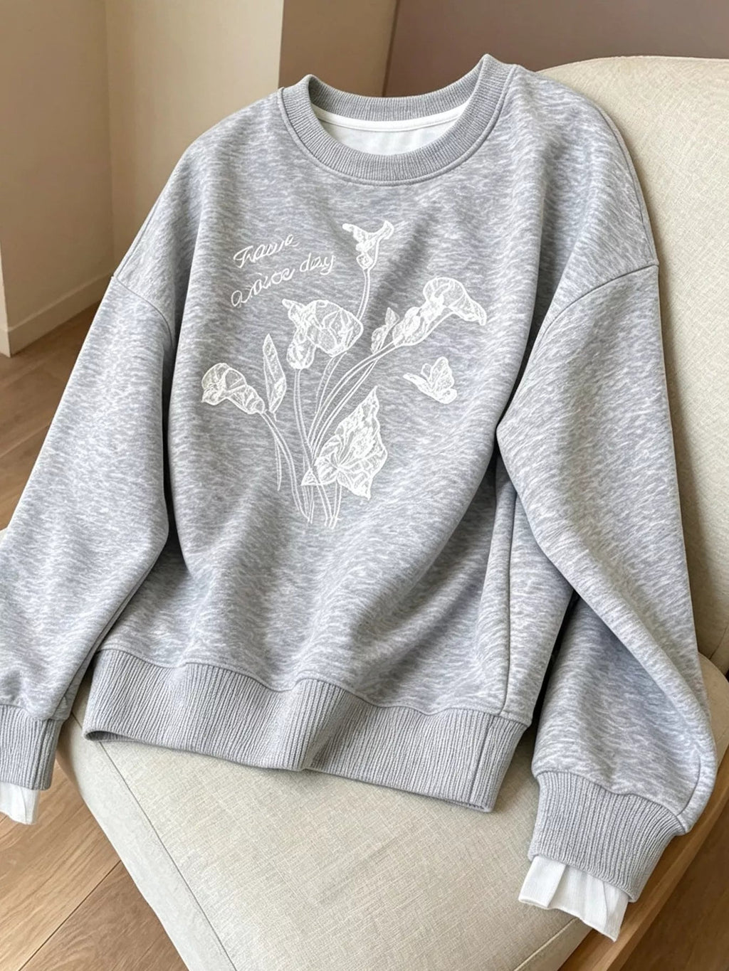 Floral Crew Neck Sweatshirt - Artículos HE