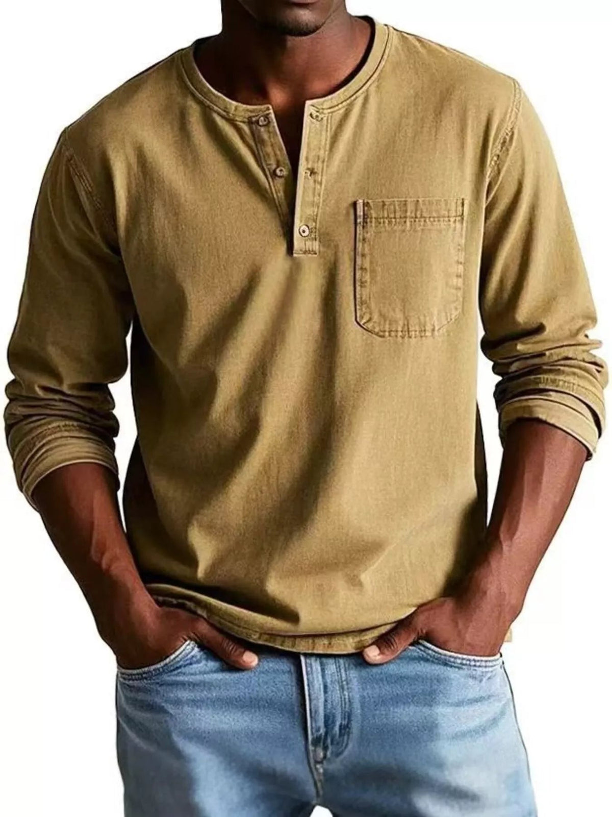 Full Size Button Detail Long Sleeve Top Plus Size - Artículos HE