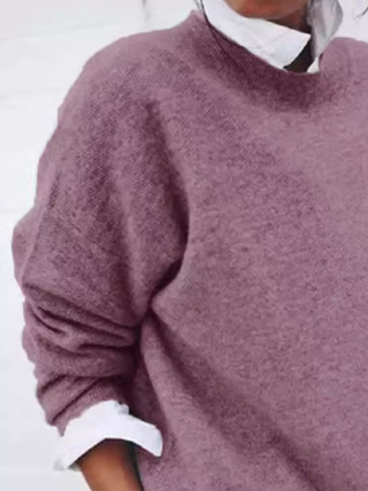 Full Size Round Neck Long Sleeve Sweater Plus Size - Artículos HE