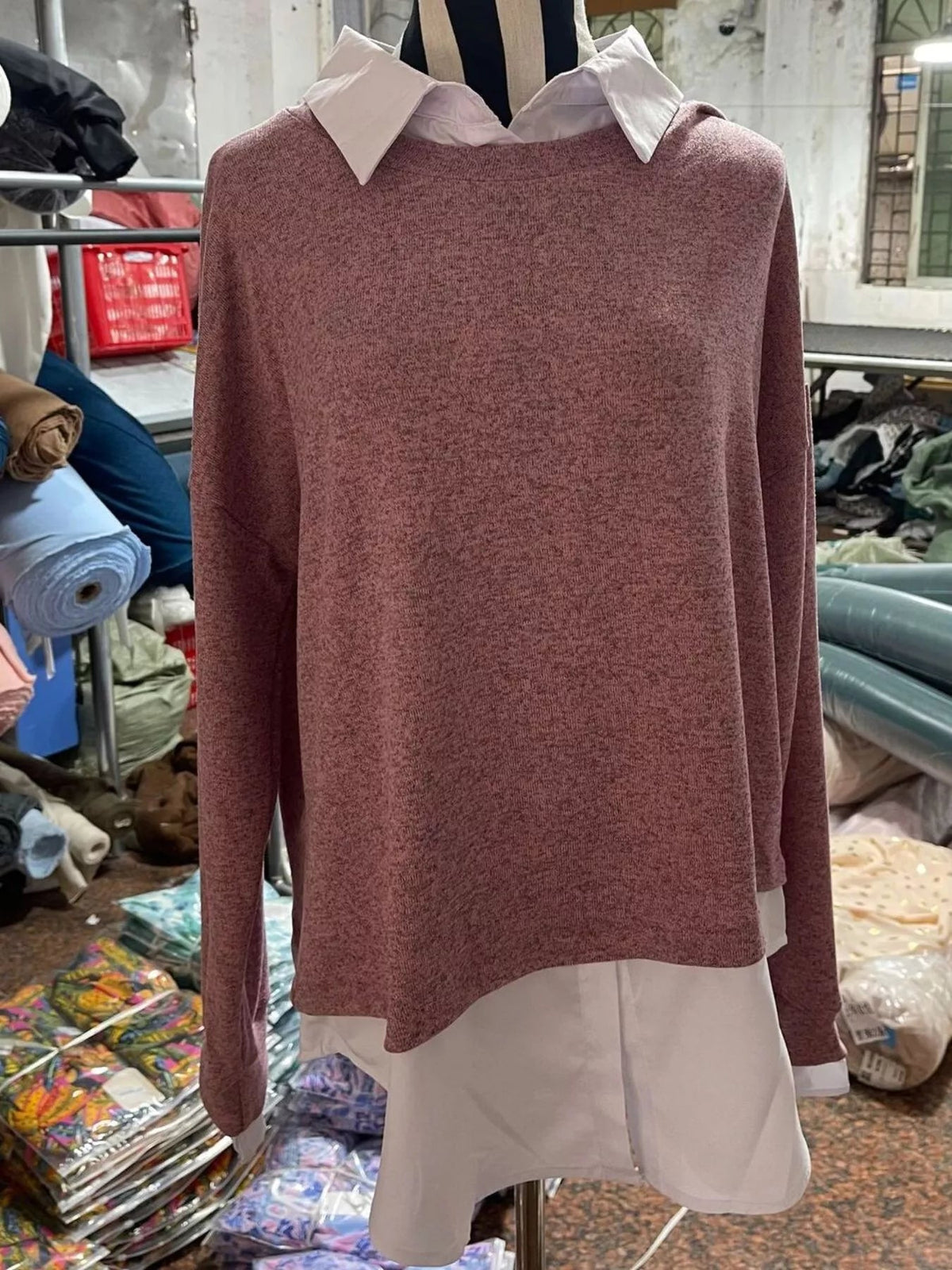 Full Size Round Neck Long Sleeve Sweater Plus Size - Artículos HE