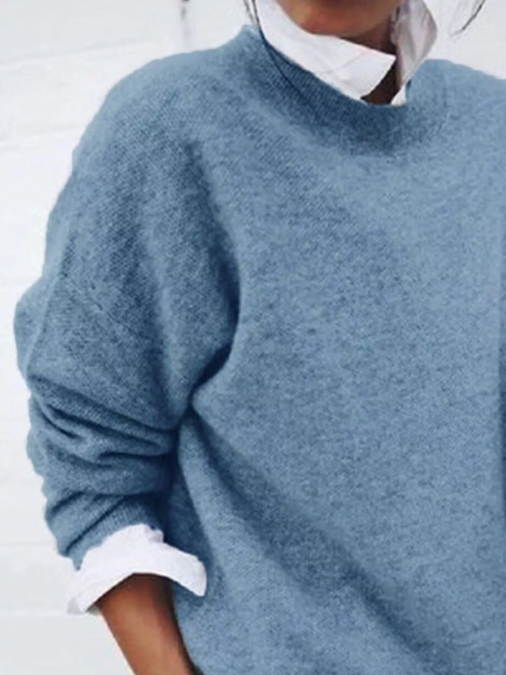 Full Size Round Neck Long Sleeve Sweater Plus Size - Artículos HE