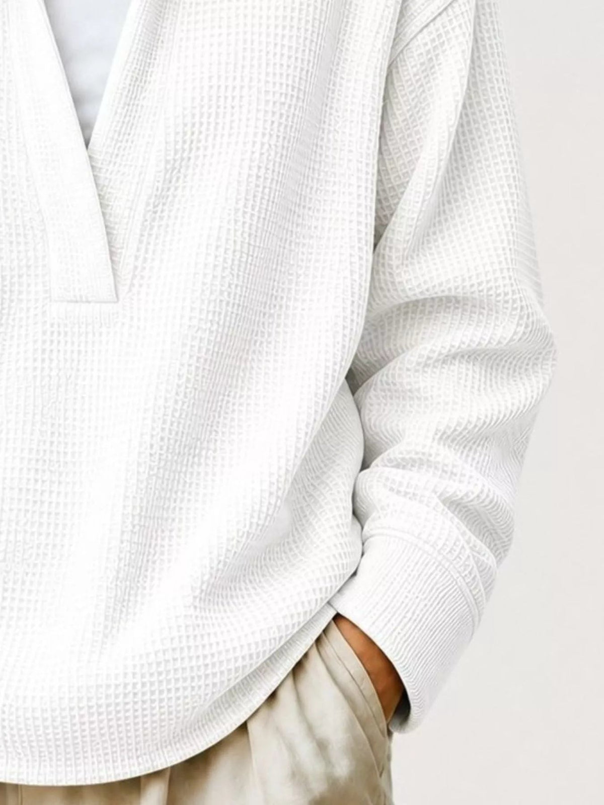 Full Size Waffle Knit Dropped Shoulder Sweatshirt Plus Size - Artículos HE
