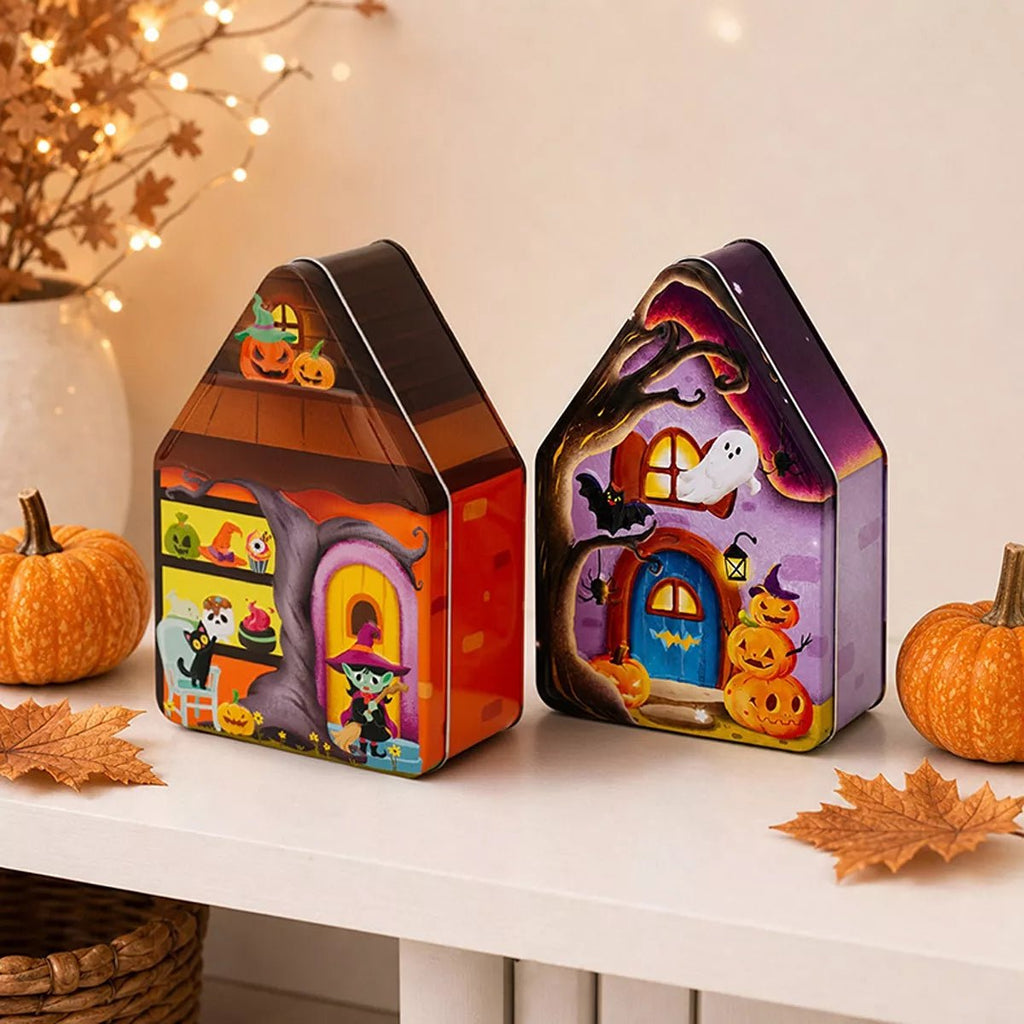 Halloween House Shaped Metal Candy Storage Box - Artículos HE