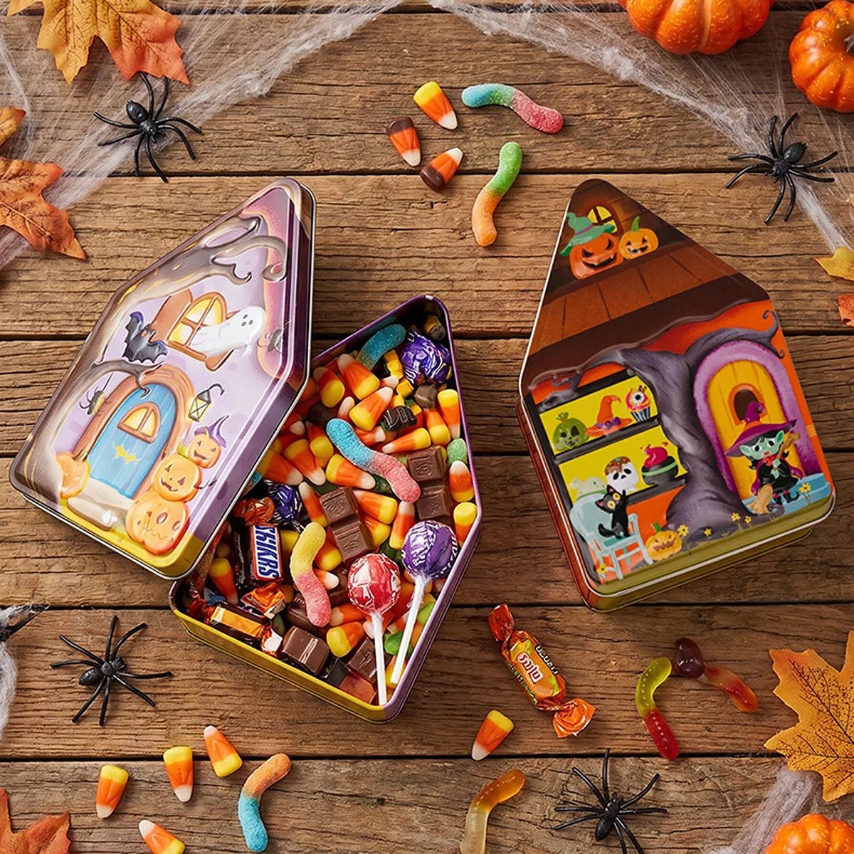 Halloween House Shaped Metal Candy Storage Box - Artículos HE
