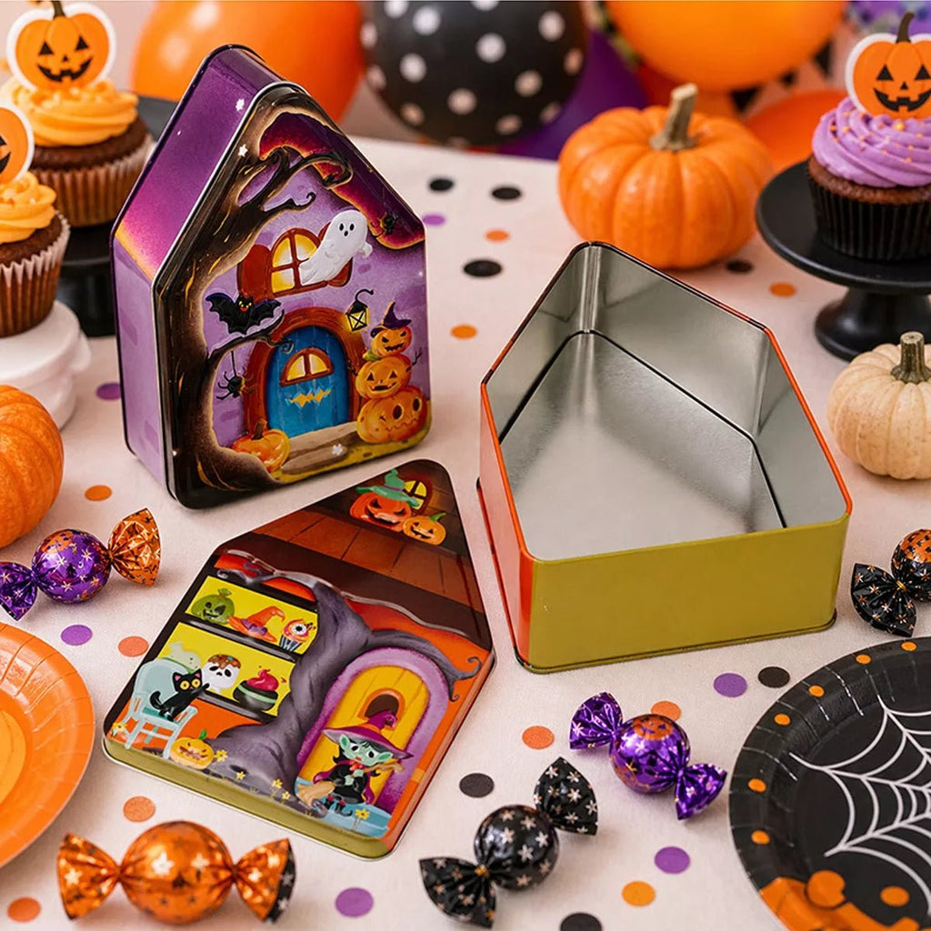 Halloween House Shaped Metal Candy Storage Box - Artículos HE
