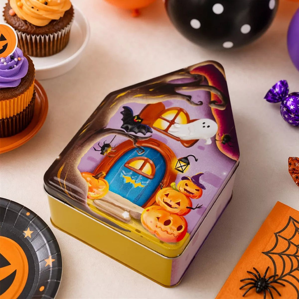Halloween House Shaped Metal Candy Storage Box - Artículos HE