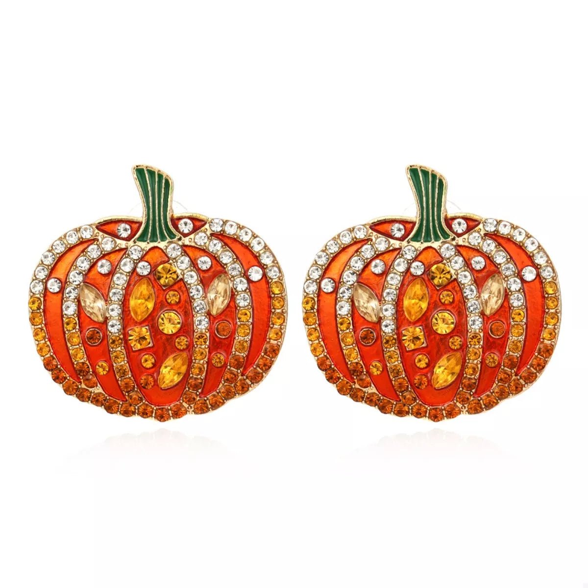 Halloween Pumpkin Rhinestone Stud Earrings - Artículos HE