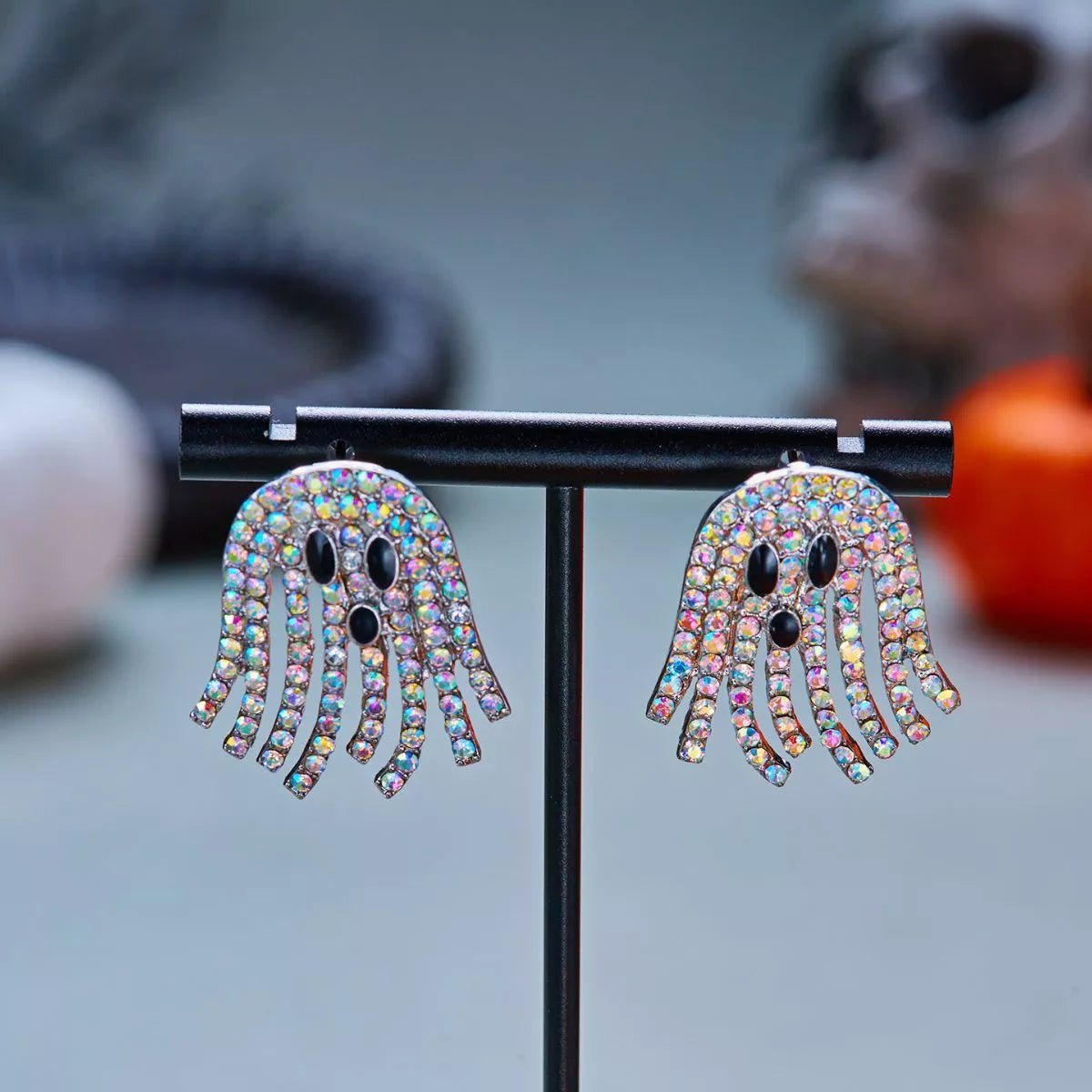 Halloween Rhinestone Ghost Shape Earrings - Artículos HE