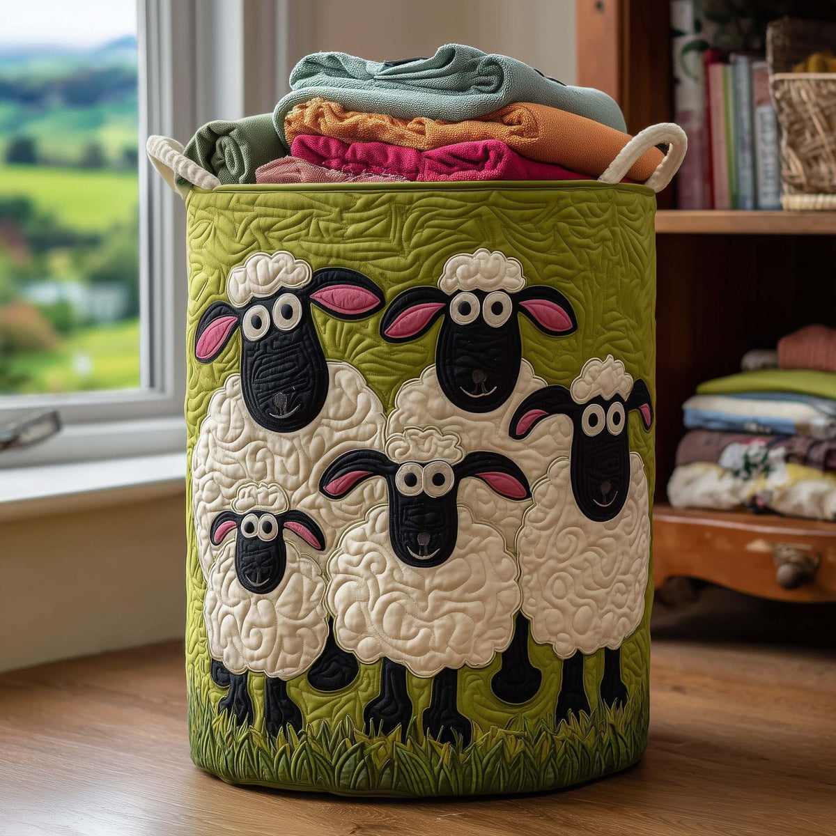 Hand-quilted laundry basket - Artículos HE