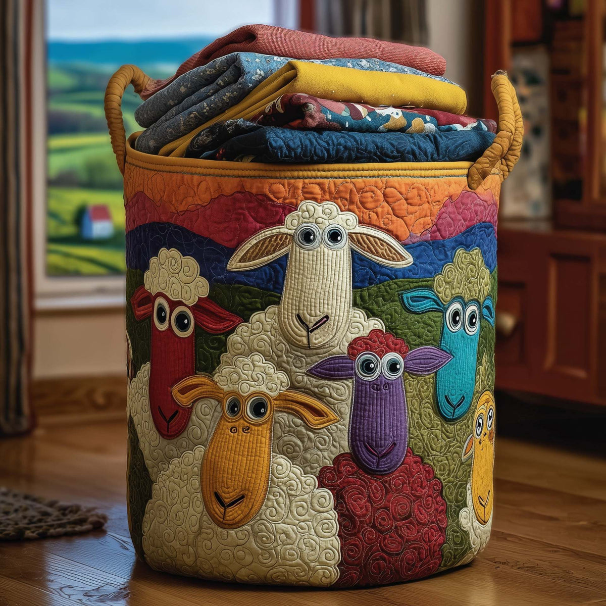 Hand-quilted laundry basket - Artículos HE