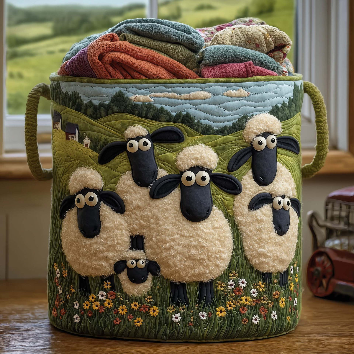 Hand-quilted laundry basket - Artículos HE