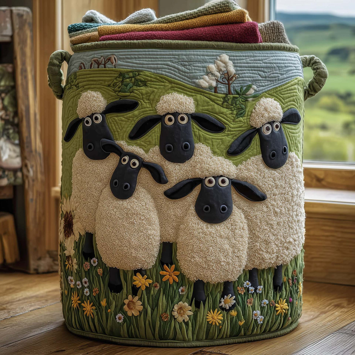 Hand-quilted laundry basket - Artículos HE