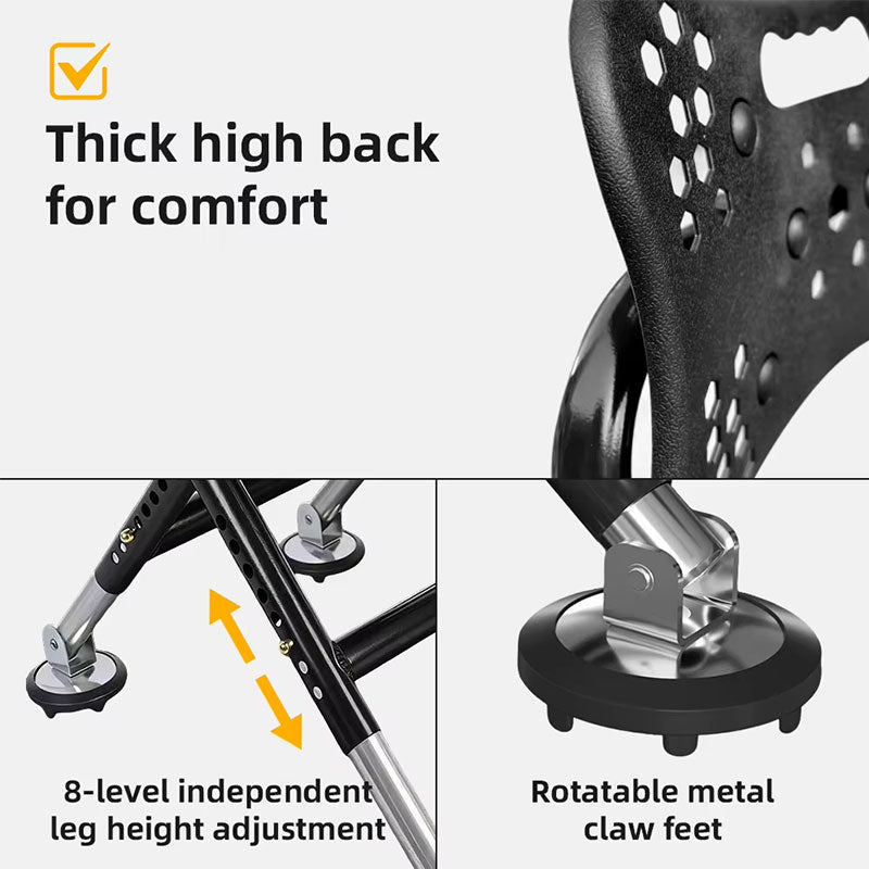 High Back Folding Fishing Chair, Adjustable Legs, Swivel Anti-Slip Feet, Portable Camping Stool for Outdoor, Hiking, Beach - Artículos HE