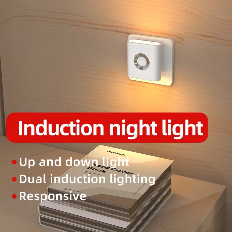 Human Motion Sensor Night Light, Auto On/Off Bedside Cabinet Lamp, Up & Down Glow Ambient Light, Eye-Care LED Bedroom Night Lamp - Artículos HE