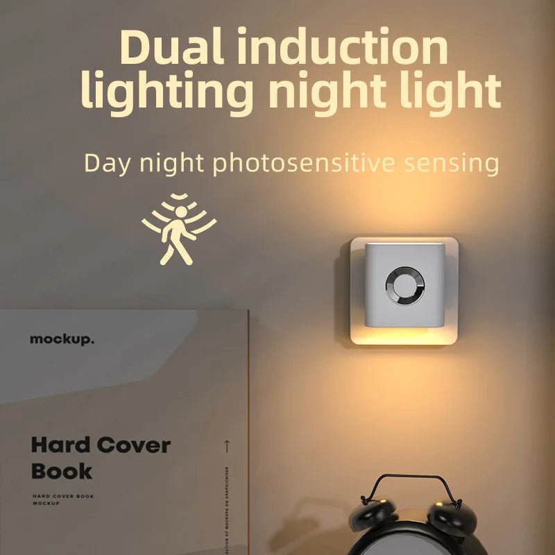 Human Motion Sensor Night Light, Auto On/Off Bedside Cabinet Lamp, Up & Down Glow Ambient Light, Eye-Care LED Bedroom Night Lamp - Artículos HE