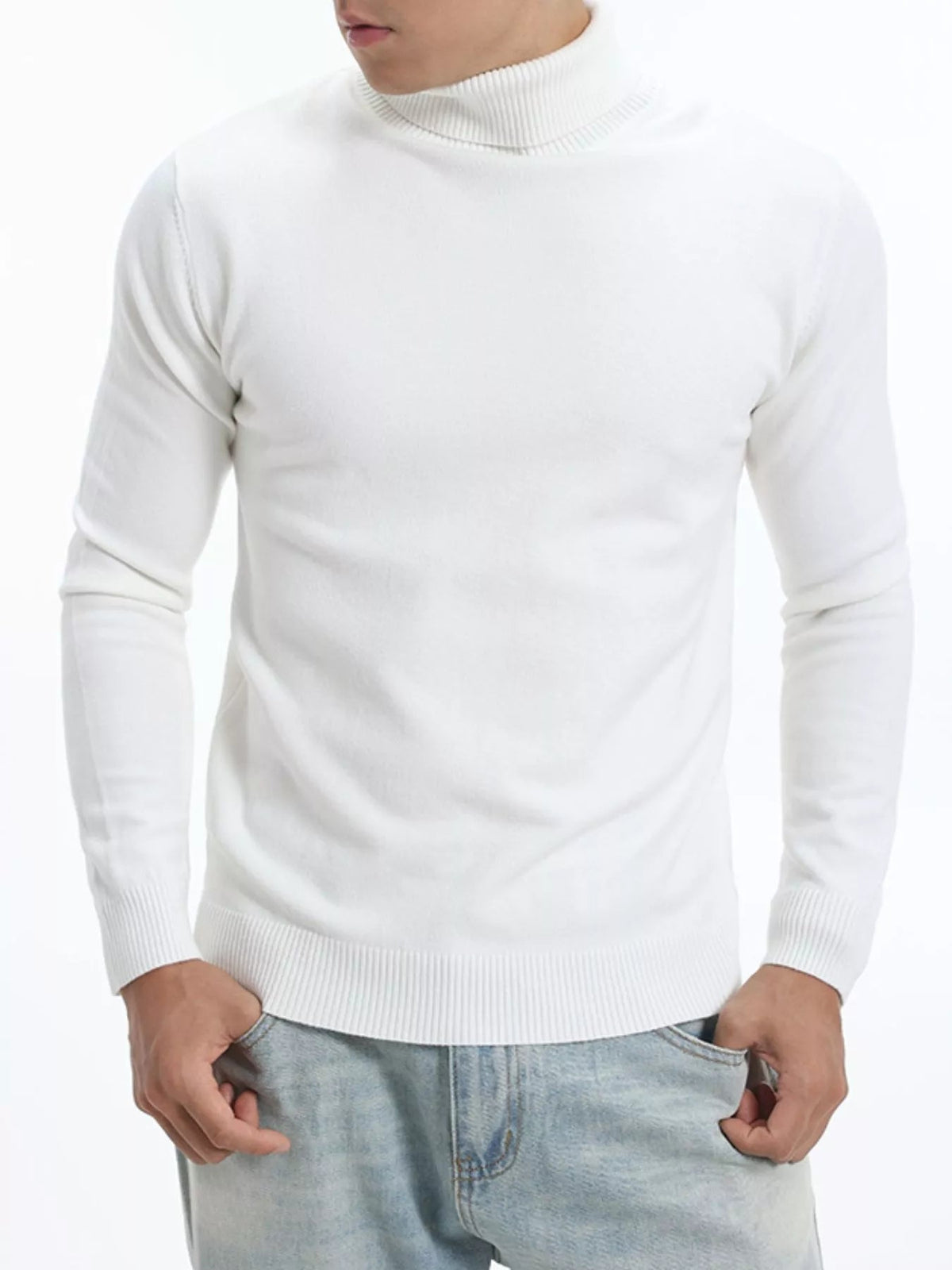 Jersey de cuello alto slim fit talla grande para hombre - Artículos HE